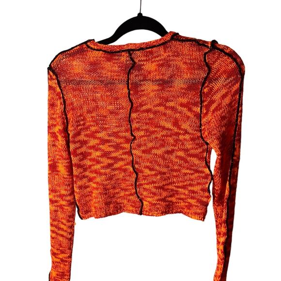 NEW Ragged Priest Orange Open Stitch Cropped Knit Top Sz S - Picture 1 of 9